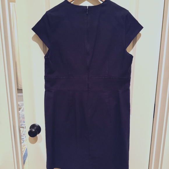 Ann Taylor Navy Blue Suit Sheath Dress with Cap Sleeves - 16 Petite - Picture 4 of 7